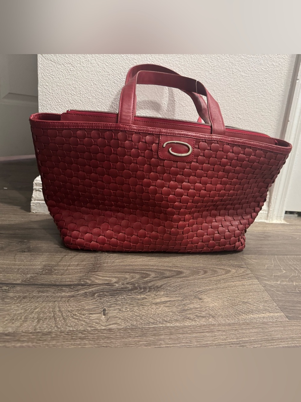 Oscar by Oscar de la renta Red Woven Tote